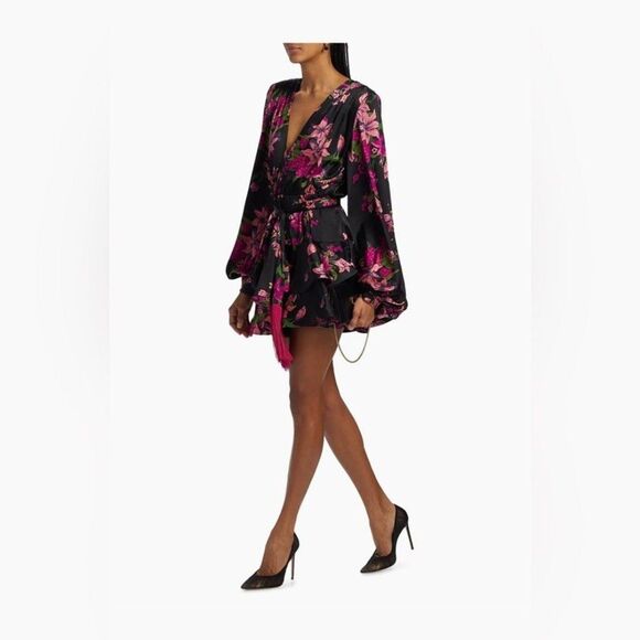 NEW Bronx and Banco Bedouin Lily Minidress Floral Black and Pink, size S - Picture 4 of 12
